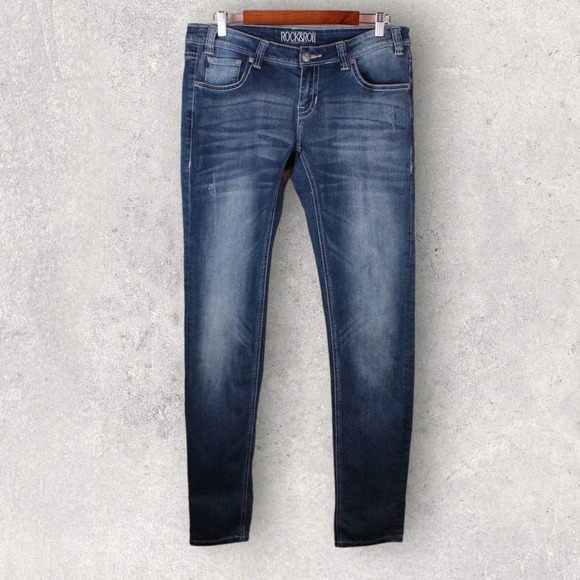 ROCK AND ROLL Cowgirl Rival Low Rise Jeans Women's Size 31 = 12 - Picture 1 of 12